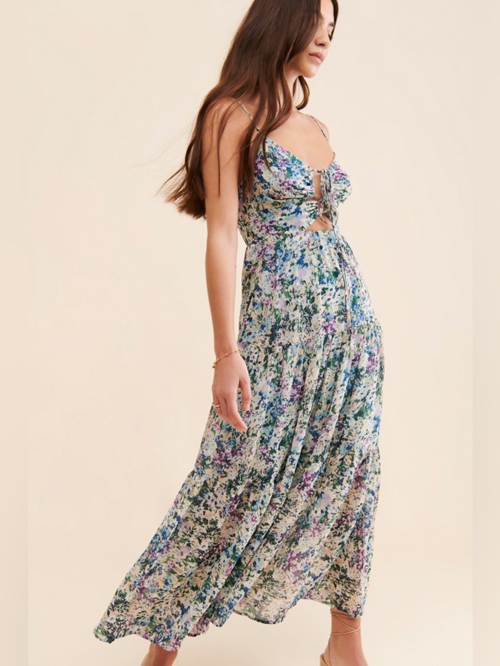 ASTR Brandy Floral Cut Out Maxi Dress
